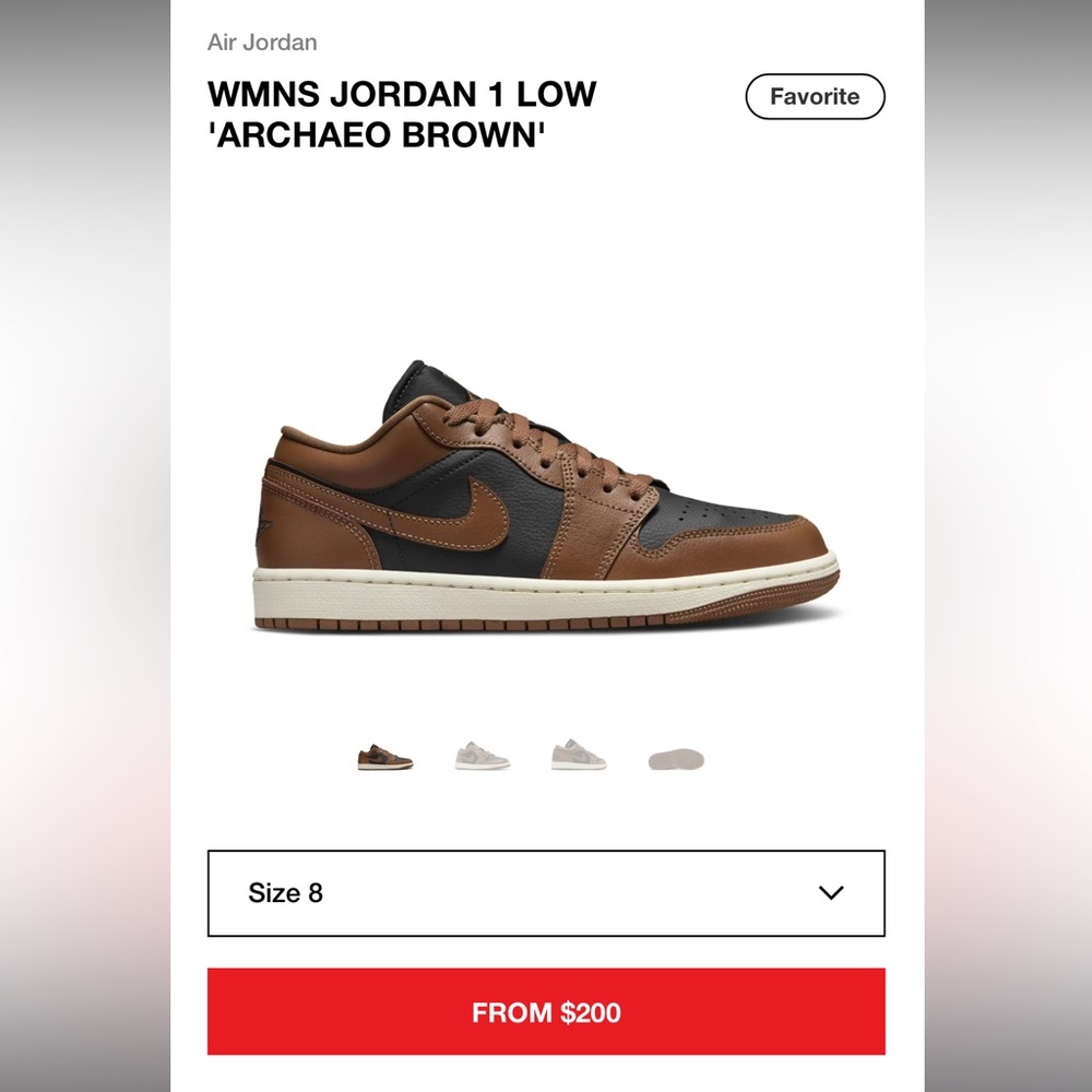 Jordan 1 “Archaeo Brown” Low, women’s 8